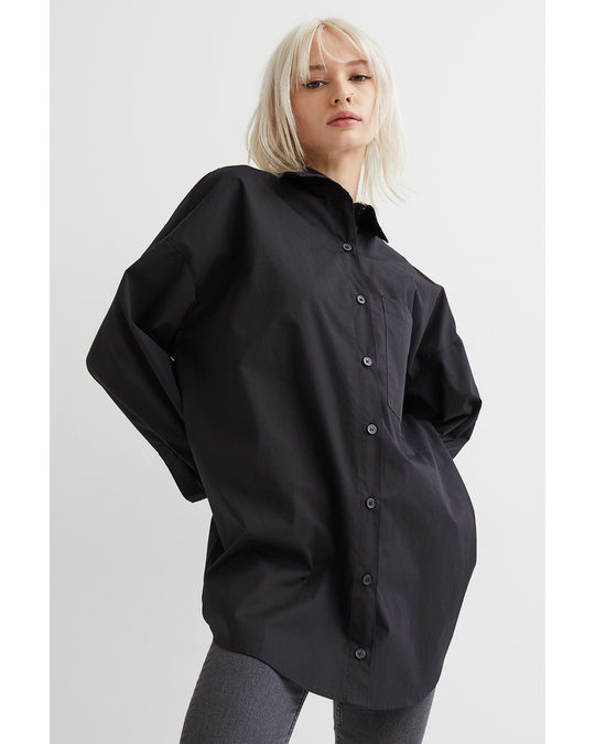 H&M Oversized Cotton Shirt Black