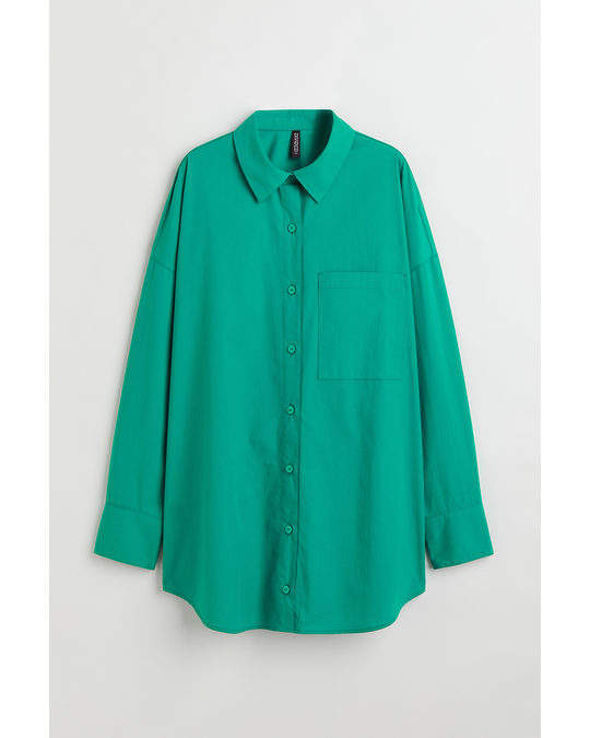 H&M Oversized Poplin Shirt Green