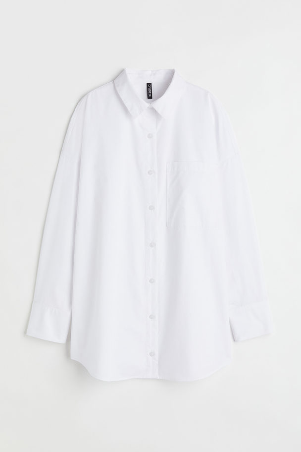 H&M Oversized Poplin Shirt White