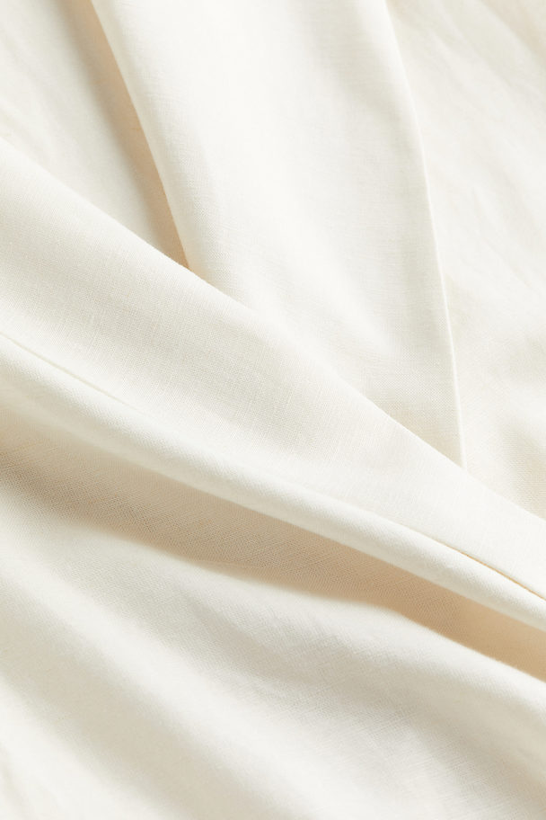 H&M Linen-blend Wrap Dress Cream
