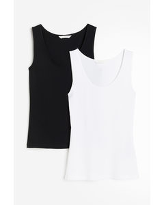 Set Van 2 Tanktops Wit/zwart