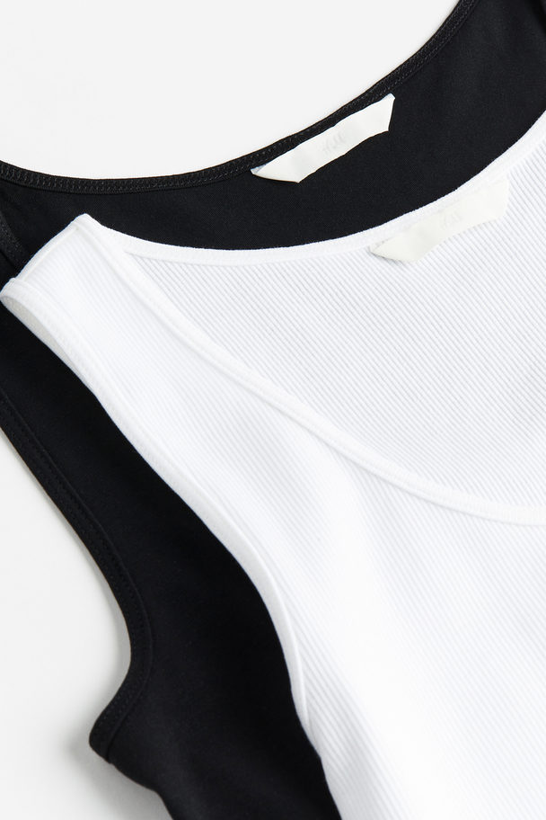 H&M Set Van 2 Tanktops Wit/zwart