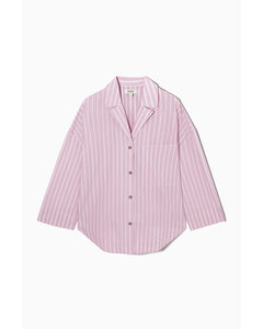 Oversized Striped Pyjama Shirt Lilac