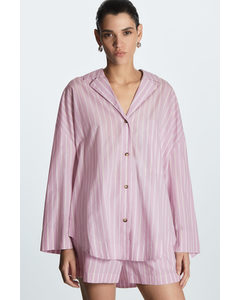 Oversize Randig Pyjamasskjorta Syrenfärgad