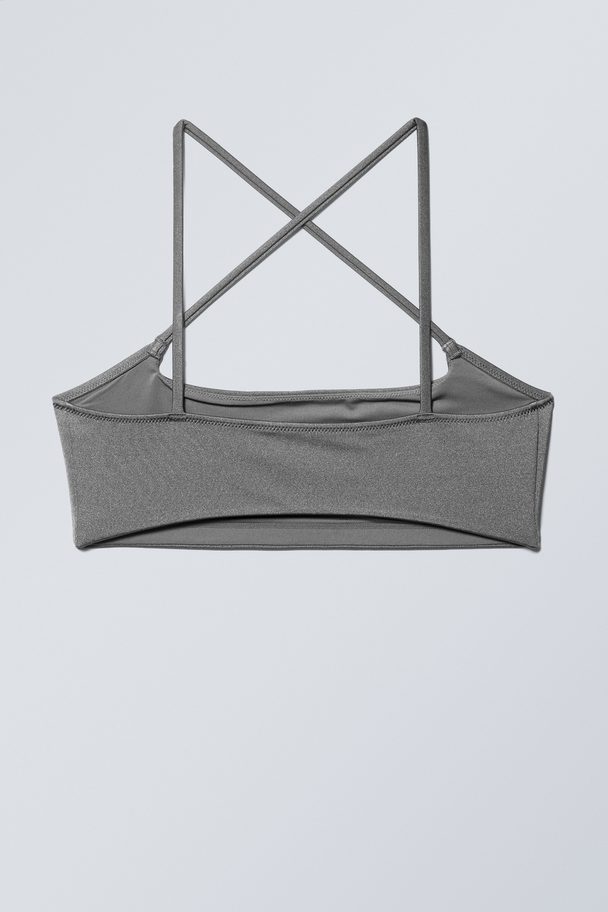 Weekday Cross Front Bikini Top Grey Shimmer