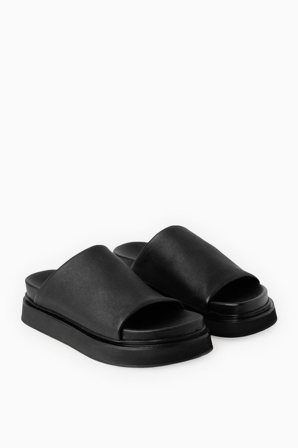 COS Leather Platform Slides Black