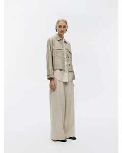Relaxed Linen Trousers Beige