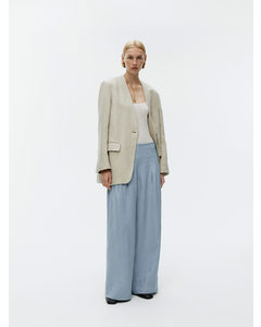 Relaxed Linen Trousers Blue