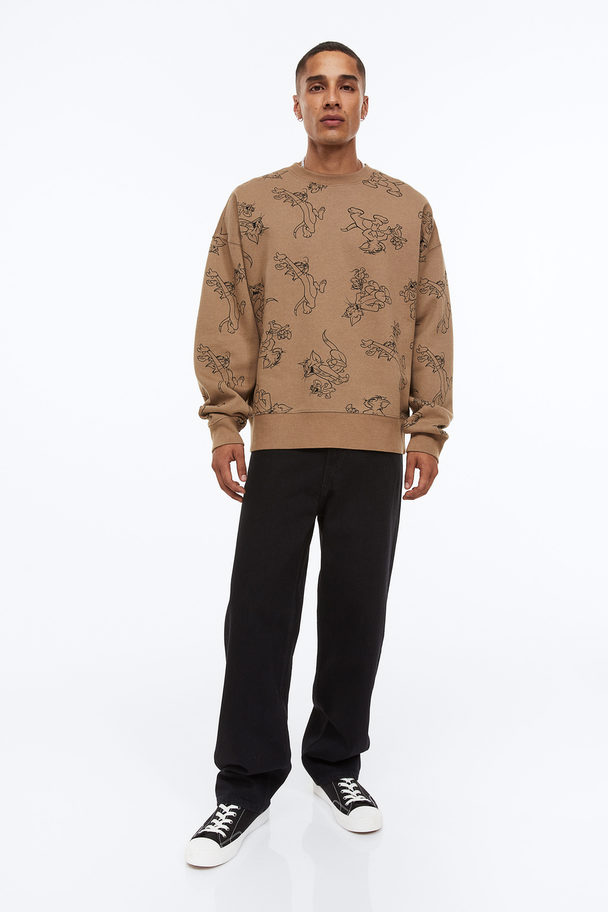 H&M Relaxed Fit Sweatshirt Beige/tom And Jerry