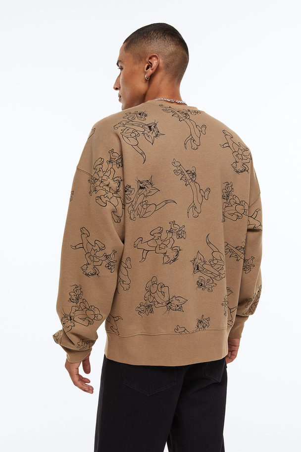 H&M Relaxed Fit Sweatshirt Beige/tom And Jerry
