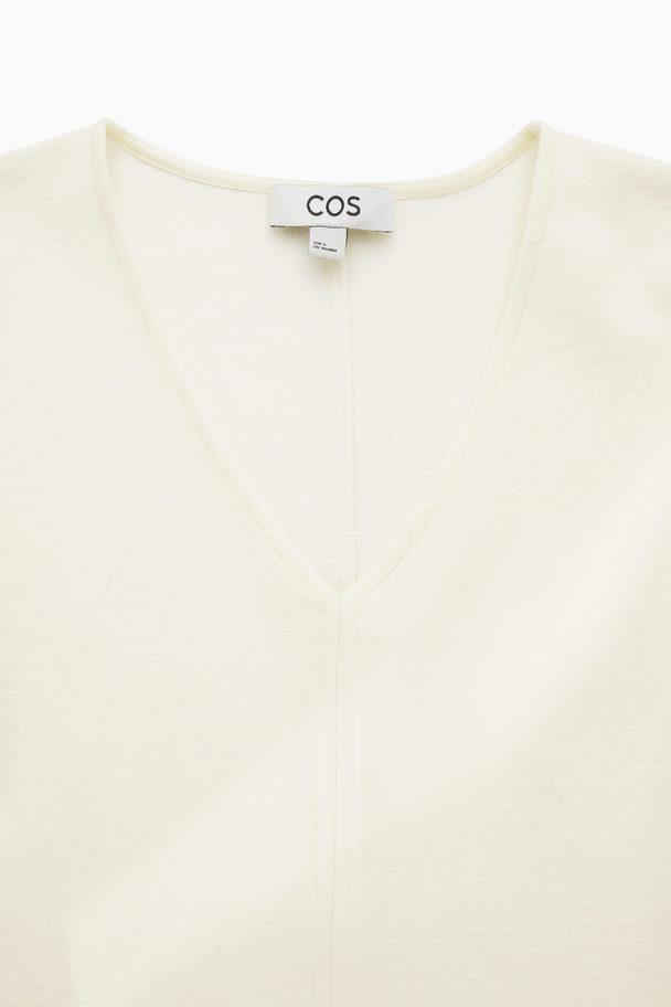 COS Wool-blend V-neck Top Off-white