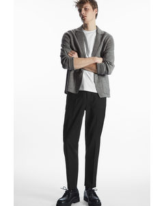 Tapered Elasticated Wool-twill Trousers Black