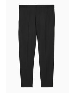 Tapered Elasticated Wool-twill Trousers Black