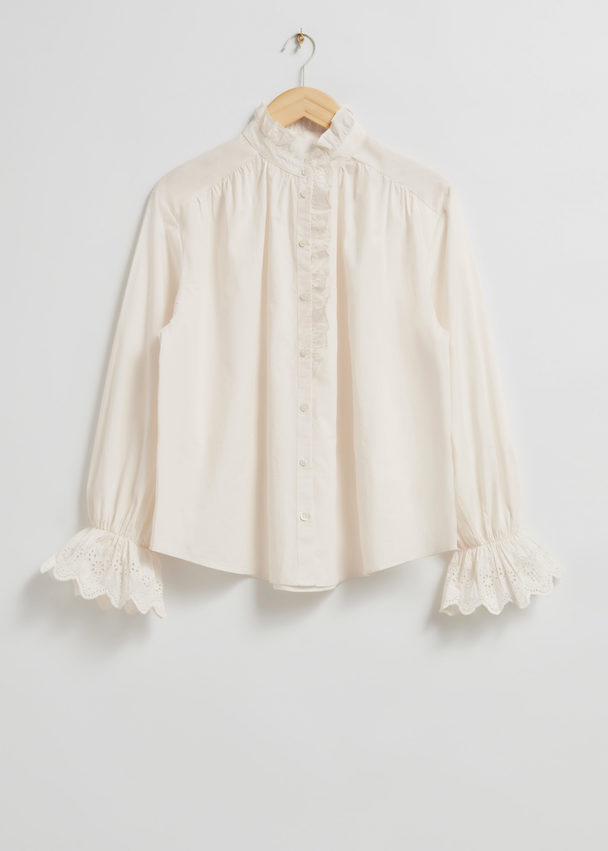 & Other Stories Bestickte Bluse Ivory