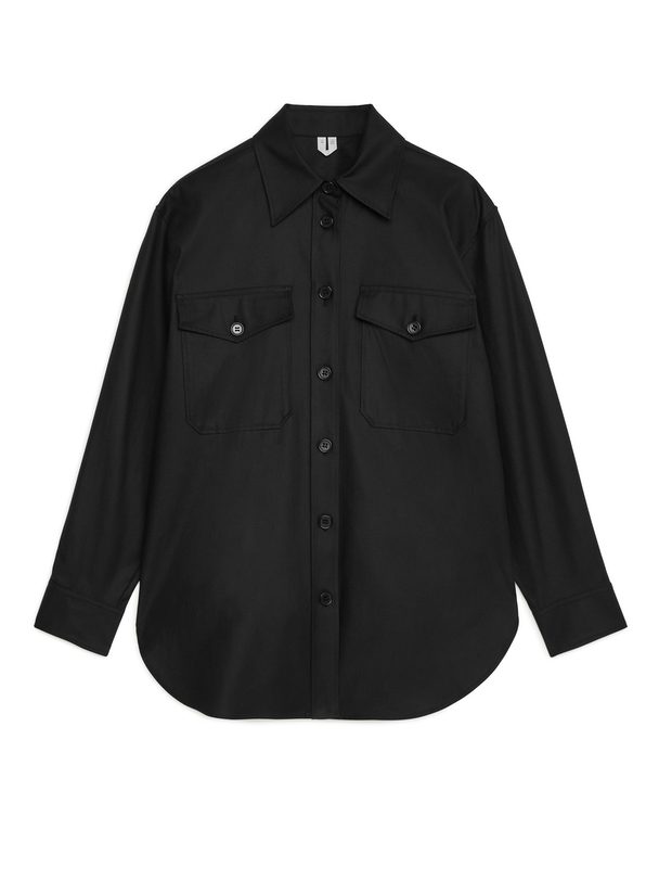 Arket Cotton Lyocell Overshirt Black