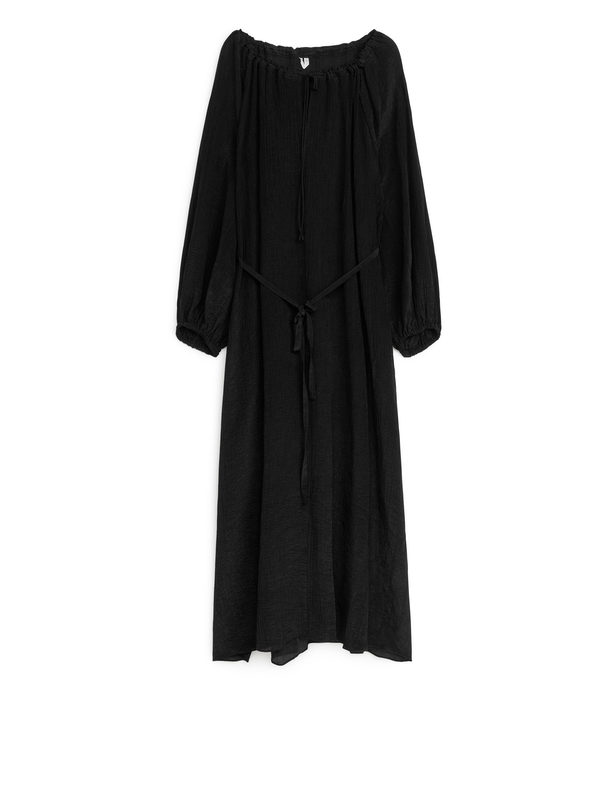 ARKET Maxi-jurk Met Strikkraag Zwart