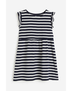 Cotton Jersey Dress Navy Blue/striped