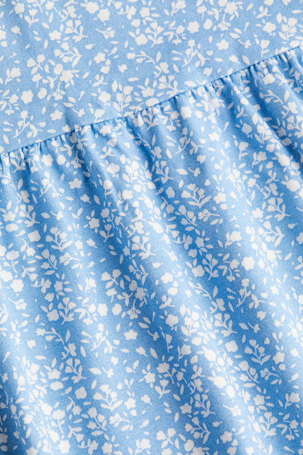 H&M Cotton Jersey Dress Light Blue/floral