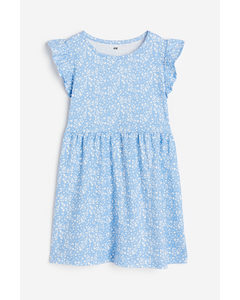 Cotton Jersey Dress Light Blue/floral