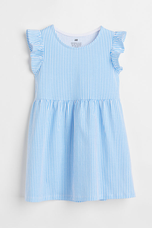 H&M Kleid aus Baumwolljersey Blau/Gestreift