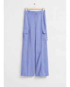 Relaxed Cargo Pocket Trousers Light Blue