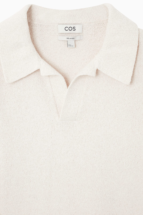 COS Bouclé-knit Polo Shirt White