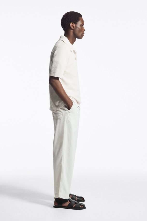 COS Bouclé-knit Polo Shirt White