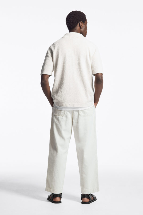 COS Bouclé-knit Polo Shirt White