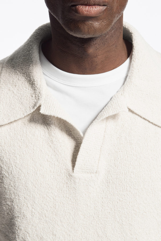 COS Bouclé-knit Polo Shirt White