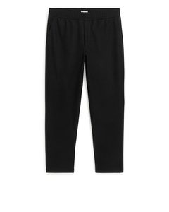 Cropped Wool-blend Jersey Trousers Black