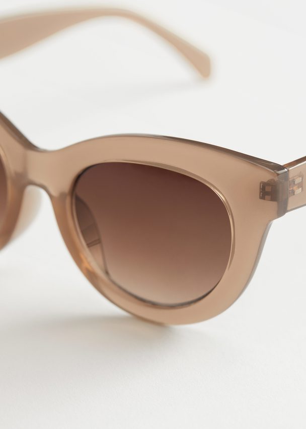 & Other Stories Oversized Rounded Sunglasses Transparent Beige