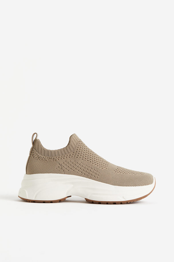 H&M In Vorm Gebreide Socksneakers Beige