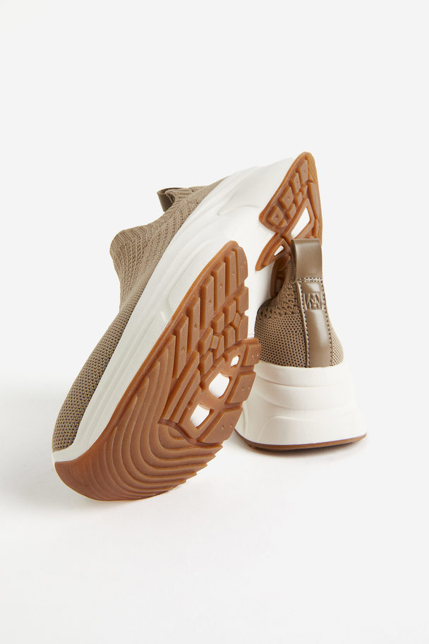 H&M Formgestrickte Sock Sneaker Beige