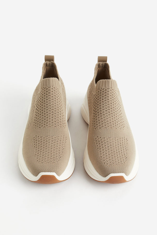 H&M In Vorm Gebreide Socksneakers Beige