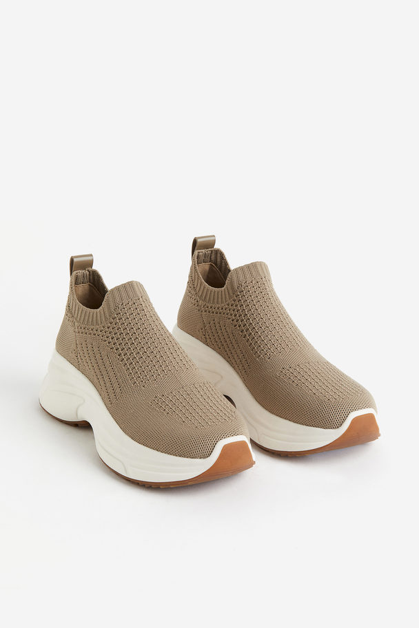 H&M In Vorm Gebreide Socksneakers Beige