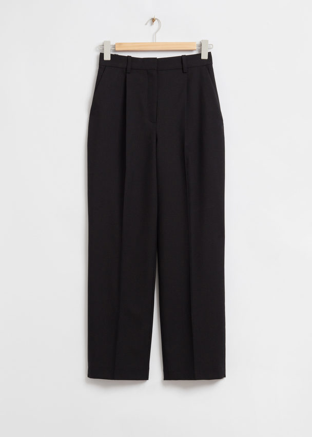 & Other Stories Tailored Straight Wide-leg Trousers Black