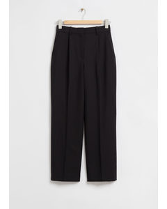 Tailored Straight Wide-leg Trousers Black