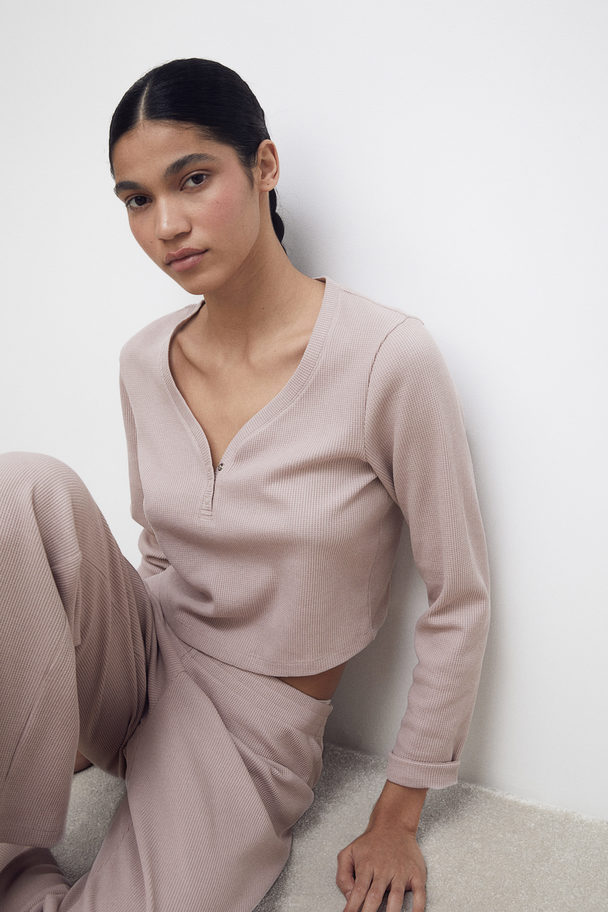 H&M Pyjama mit Waffelstruktur Mattrosa