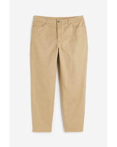 H&m+ Mom Loose Fit Twill Trousers Beige