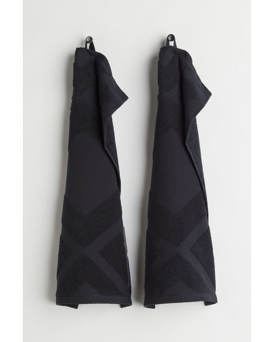 H&M HOME 2-pack Guest Towels Black