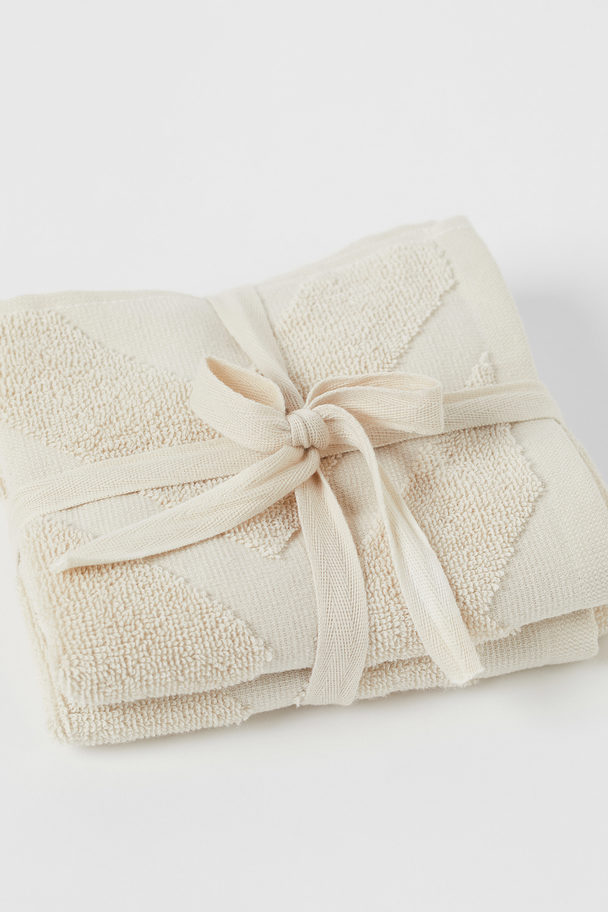 H&M HOME 2-pack Guest Towels Light Beige/patterned