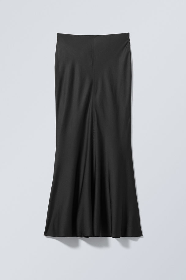 Weekday Paige Satin Long Skirt Black