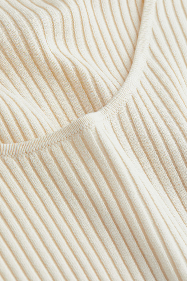 H&M Rib-knit Top Light Beige