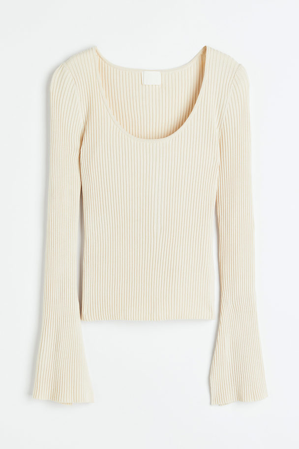 H&M Rib-knit Top Light Beige