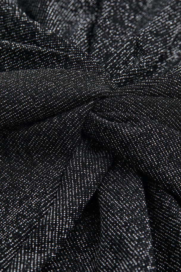 H&M Mama Twist-detail Cotton Top Black/glittery