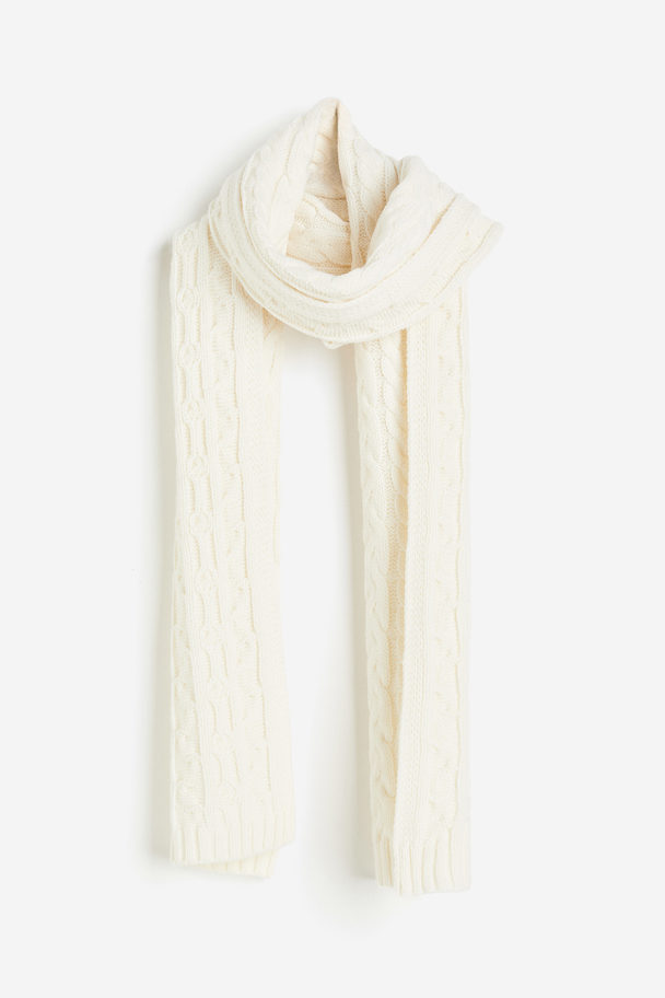 H&M Cable-knit Scarf Cream