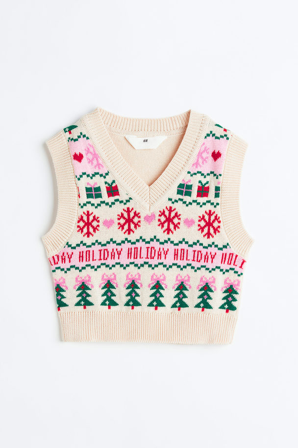 H&M Rib-knit Sweater Vest Cream/holiday