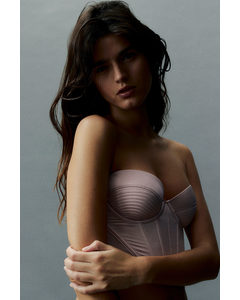 Padded Satin Bustier Pale Pink