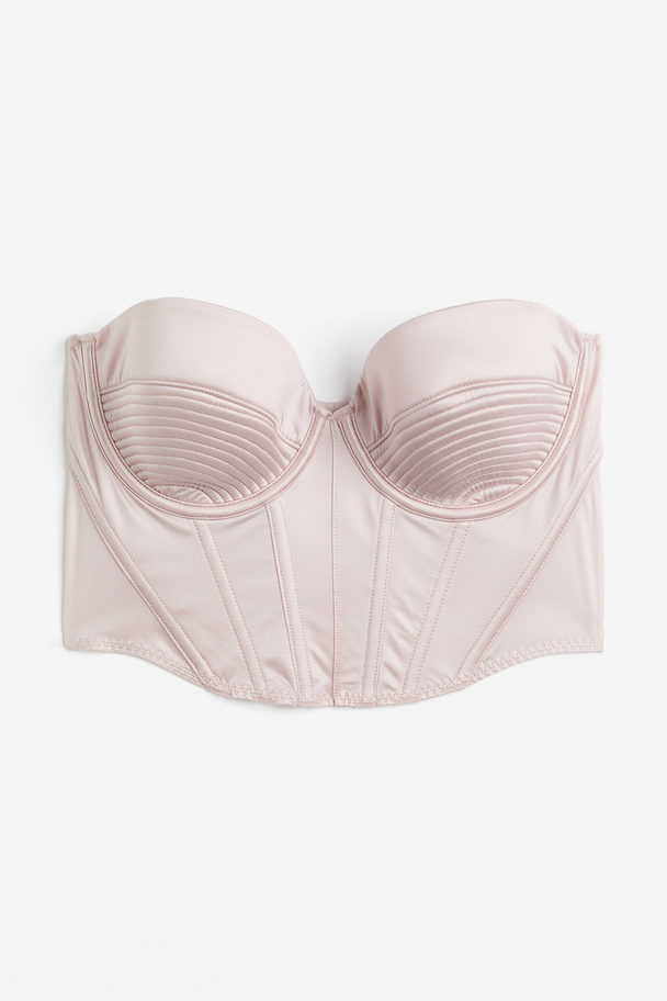 H&M Padded Satin Bustier Pale Pink
