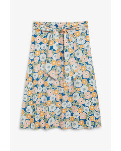 Tie-waist Midi Skirt Bold Flower Print